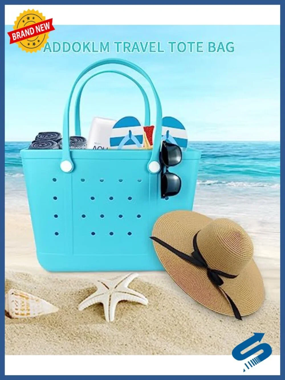 Rubber Beach Tote Bag Waterproof EVA Material Open Handbag for Gym Sports